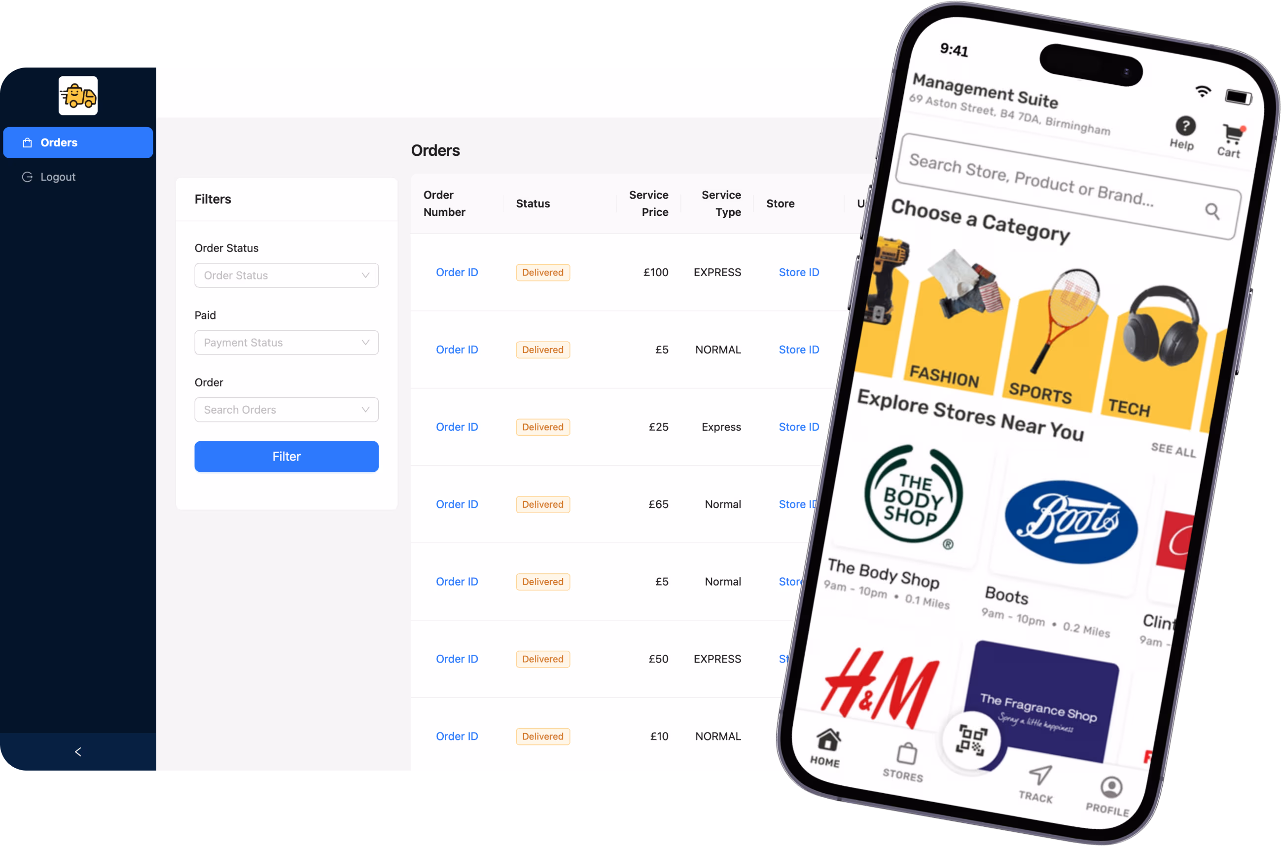 WeCarryBags Desktop and Mobile App
